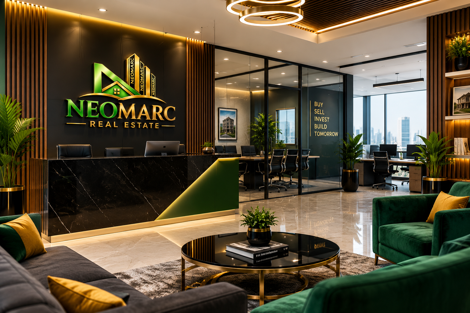 NEOMARC promotional video still — illustrative architecture, not an estate photograph